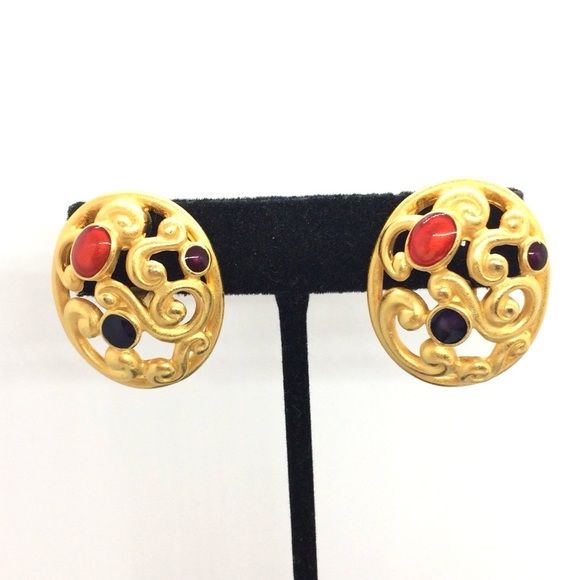 VINTAGE 80S ANNE KLEIN STATEMENT PARTY ORNATE OPENWORK SCROLL MOGUL RUNWAY - Picture 1 of 17